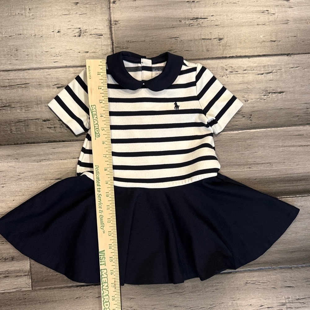 Ralph Lauren Navy & White Striped Polo Dress with Peter Pan Collar - Picture 4 of 8